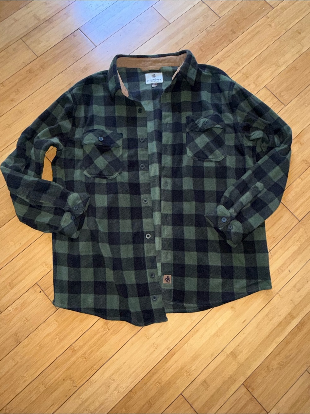 Legendary Whitetails Green and Black Plaid Button-Down Shirt